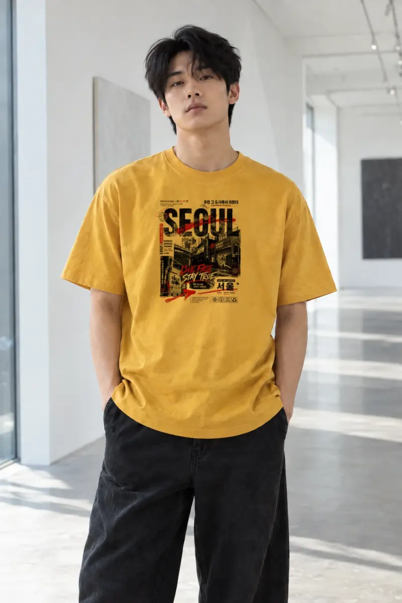 "Seoul - live fast" Heavyweight Unisex Crewneck T-shirt | Gildan® 5000