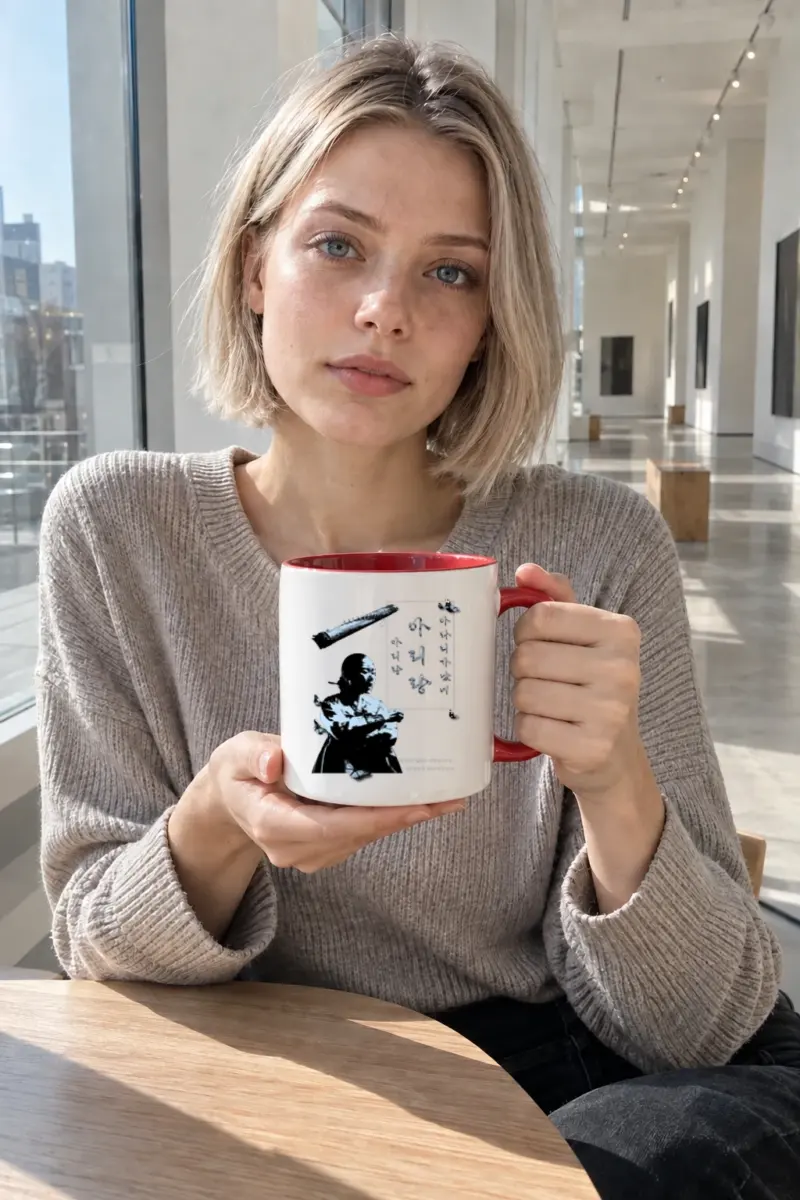 "Arirang" White 11oz Ceramic Mug with Color Inside