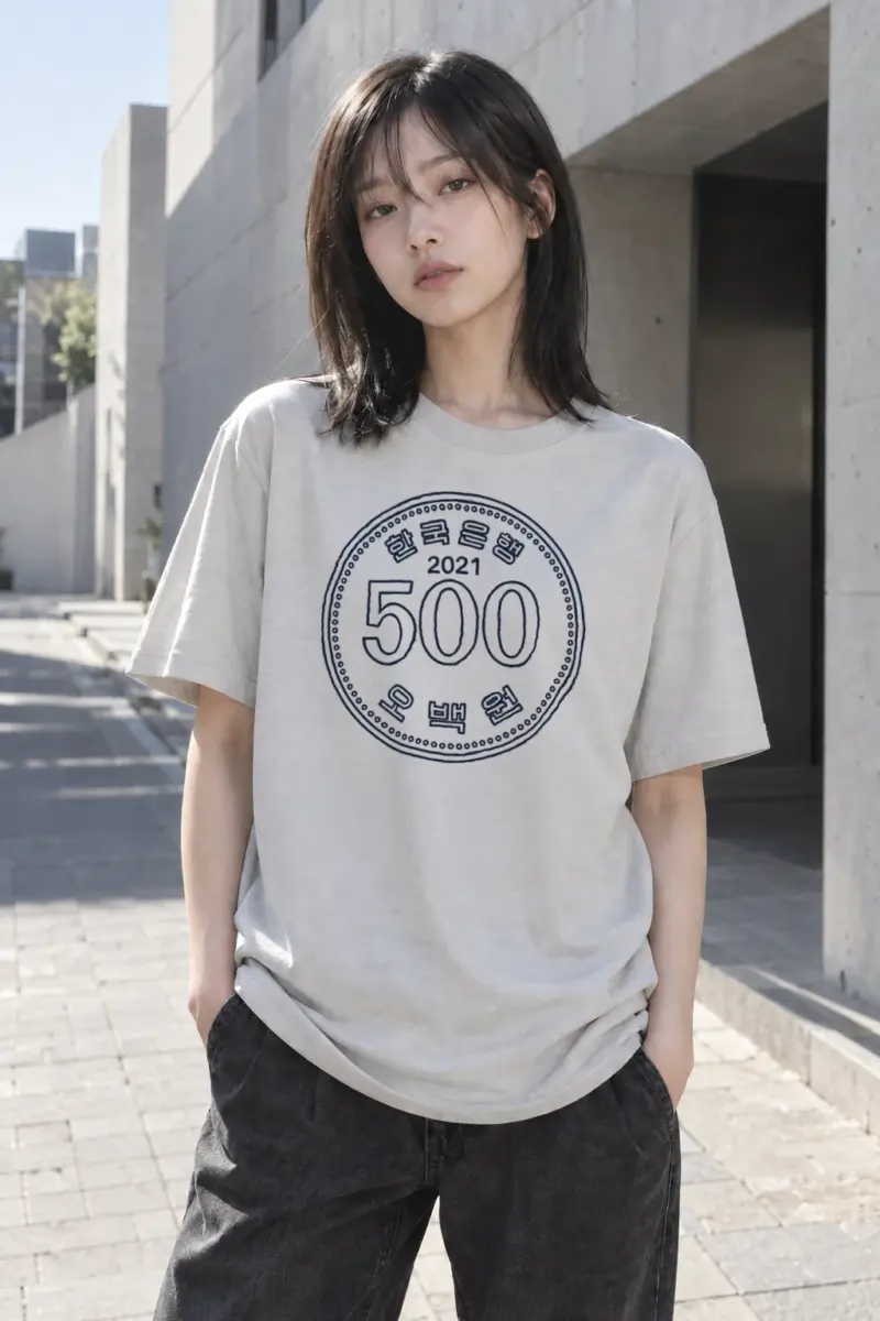 “2021 Five Hundred Won” Heavyweight Unisex Crewneck T-shirt | Gildan 5000