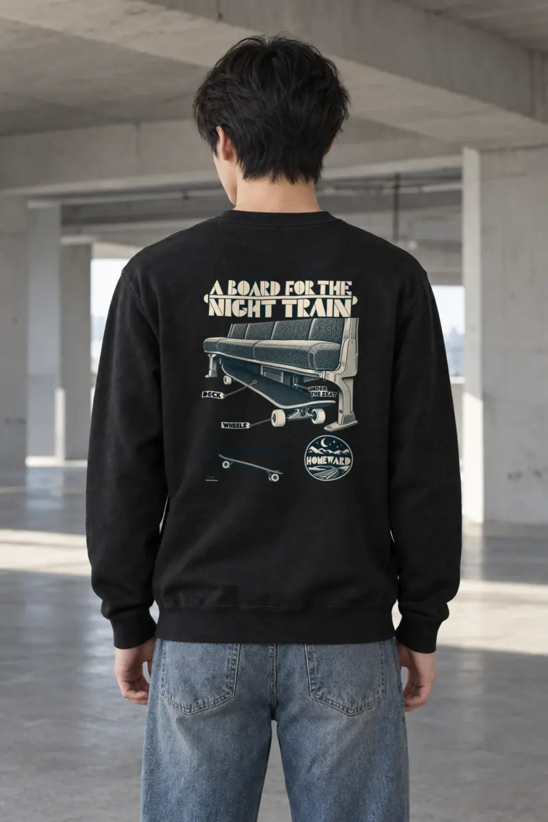 "A Board for the Night Train" Heavy Blend Unisex Crewneck Sweatshirt