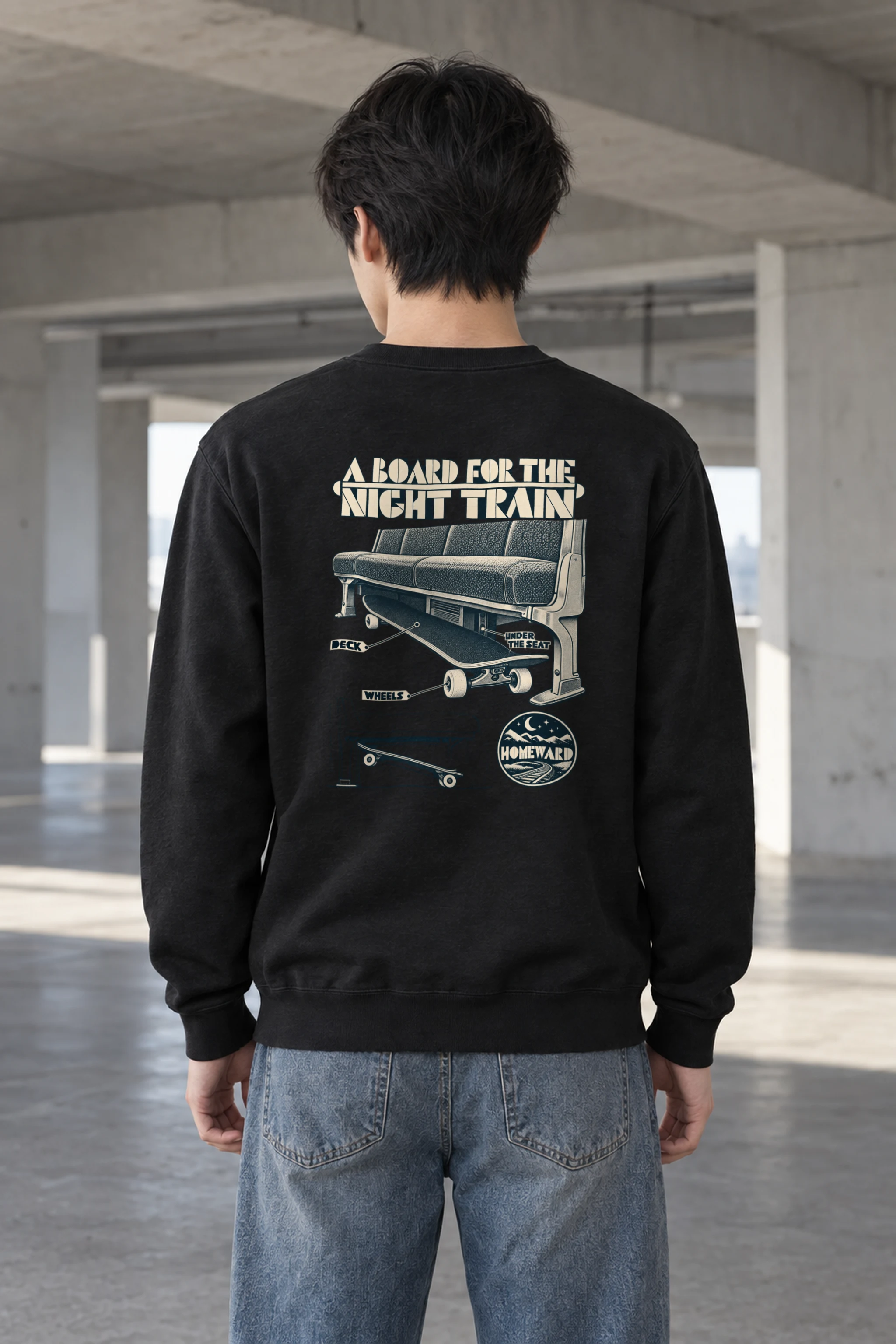 "A Board for the Night Train" Heavy Blend Unisex Crewneck Sweatshirt