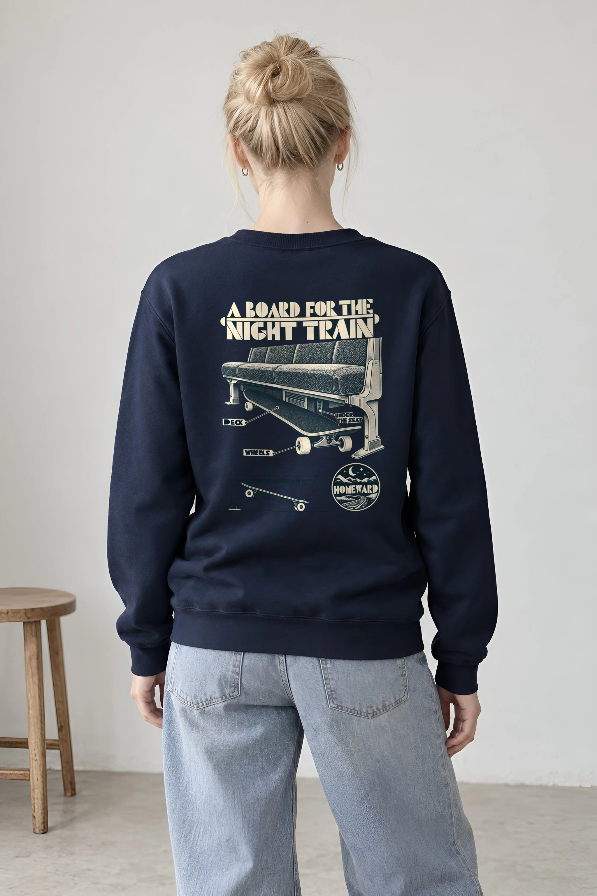 "A Board for the Night Train" 1 Crewneck Sweatshirt