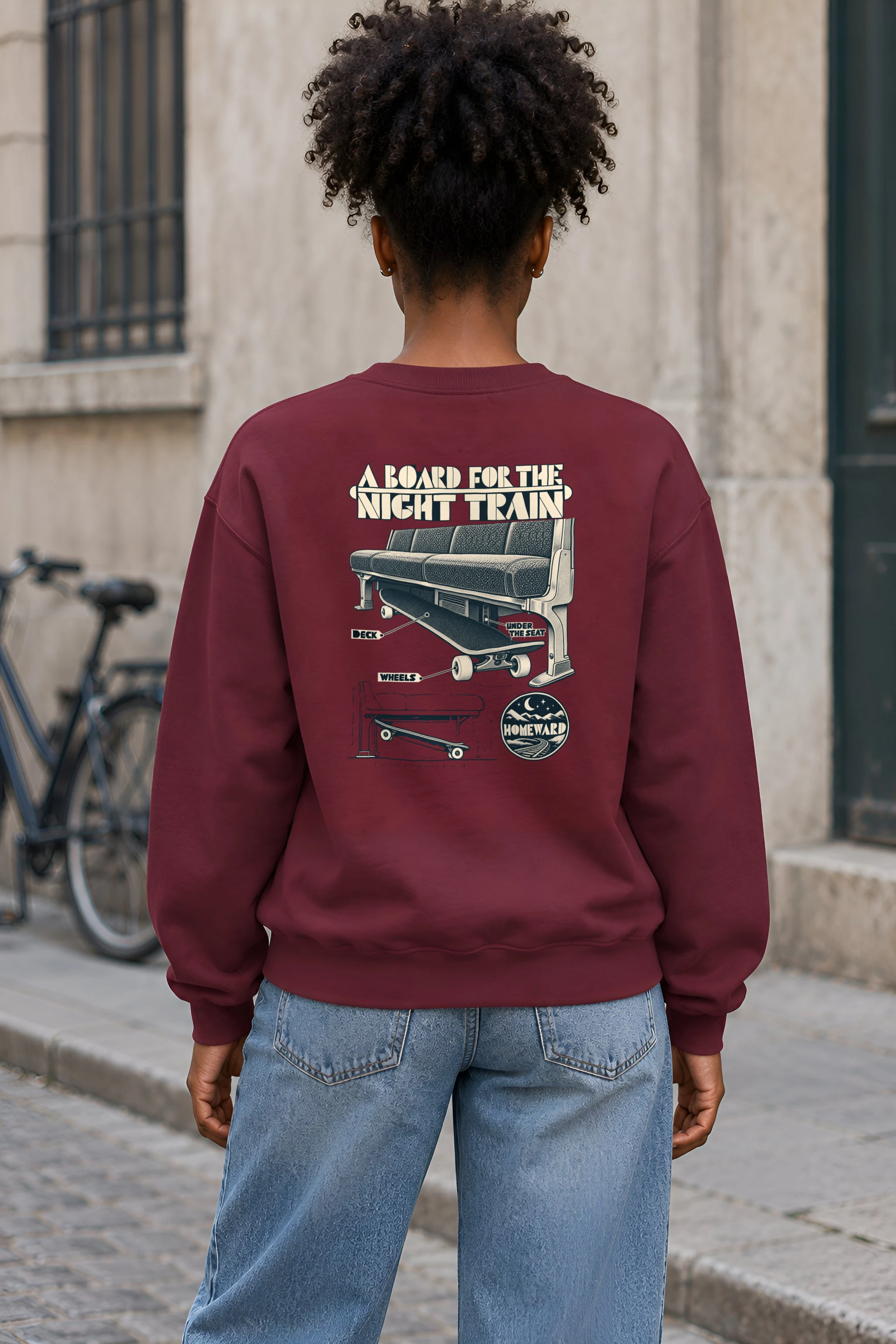 "A Board for the Night Train" 1 Crewneck Sweatshirt