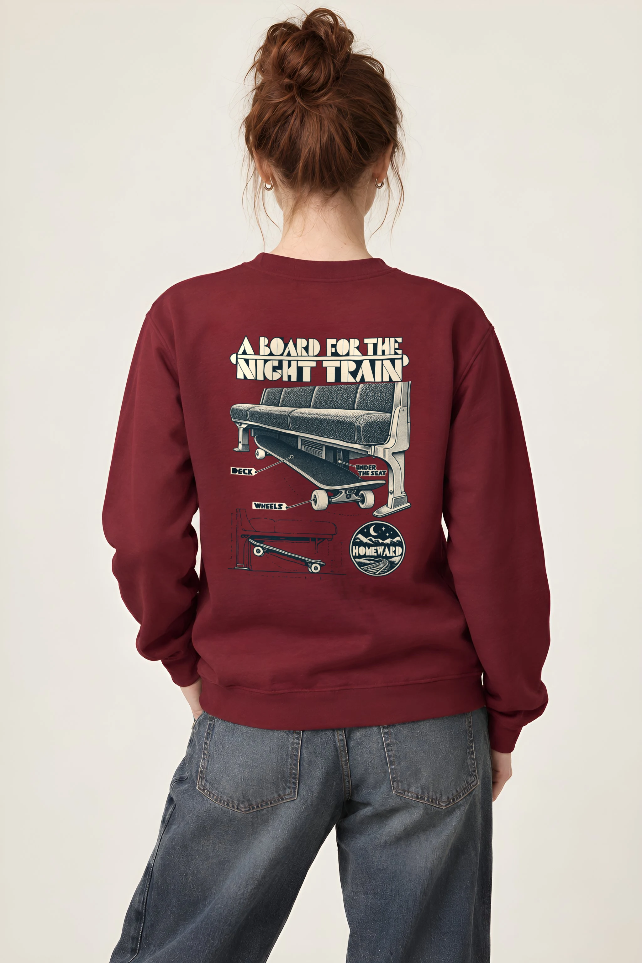 "A Board for the Night Train" 1 Crewneck Sweatshirt