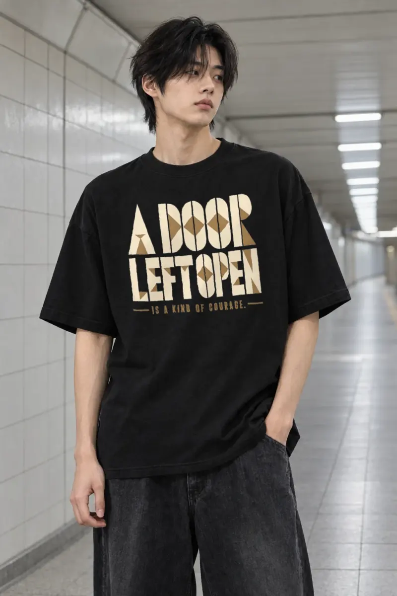 "A Door Left Open" Men's Oversized Heavyweight Crewneck T-Shirt