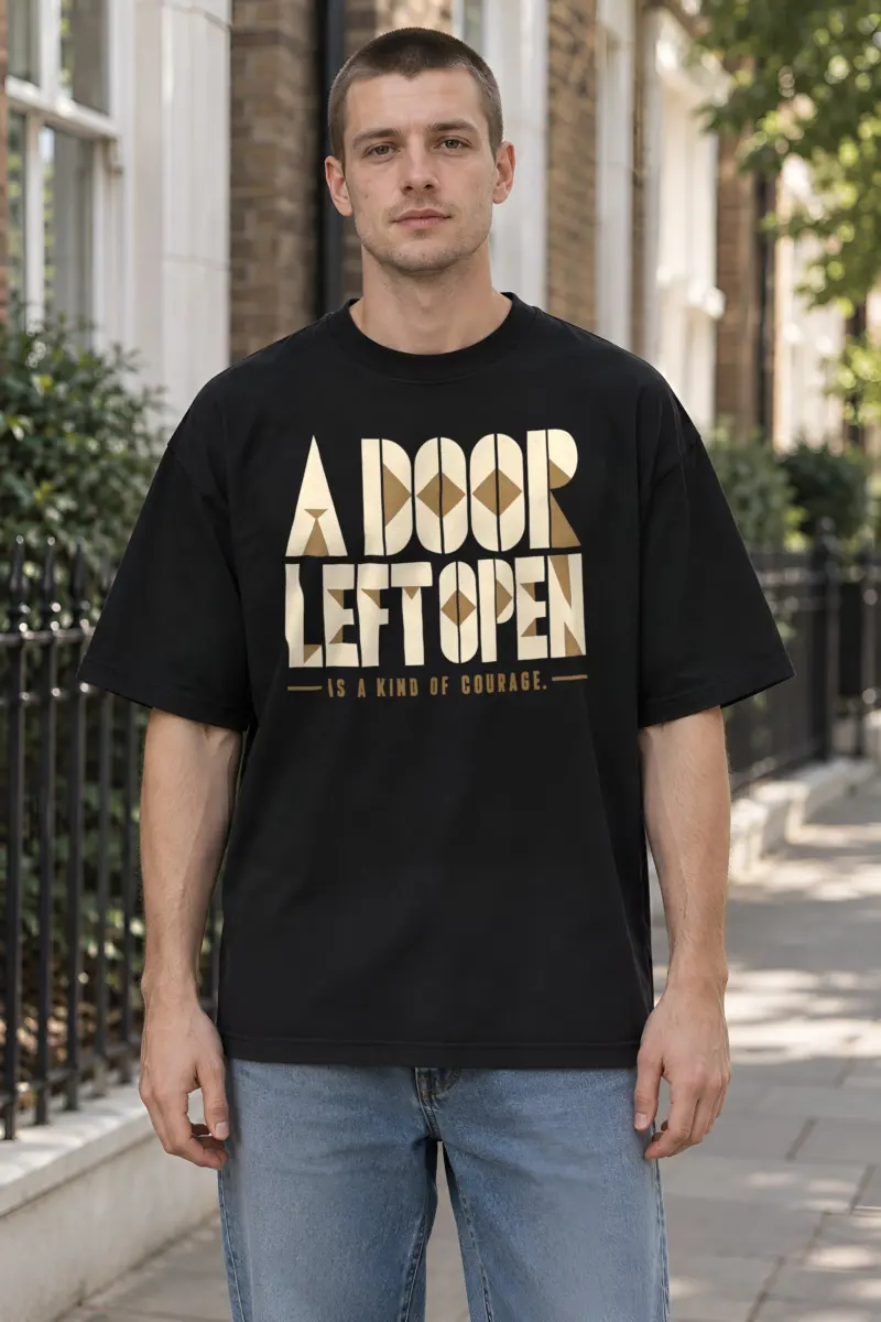 "A Door Left Open" Unisex Oversized Heavyweight Crewneck T-Shirt