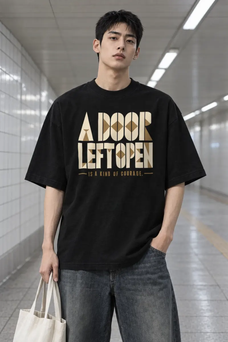 "A Door Left Open" Men's Oversized Heavyweight Crewneck T-Shirt