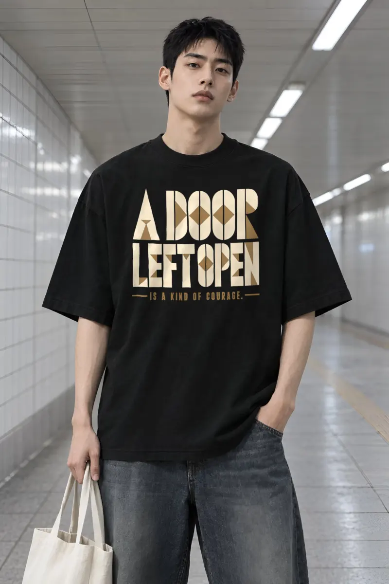 "A Door Left Open" Men's Oversized Heavyweight Crewneck T-Shirt