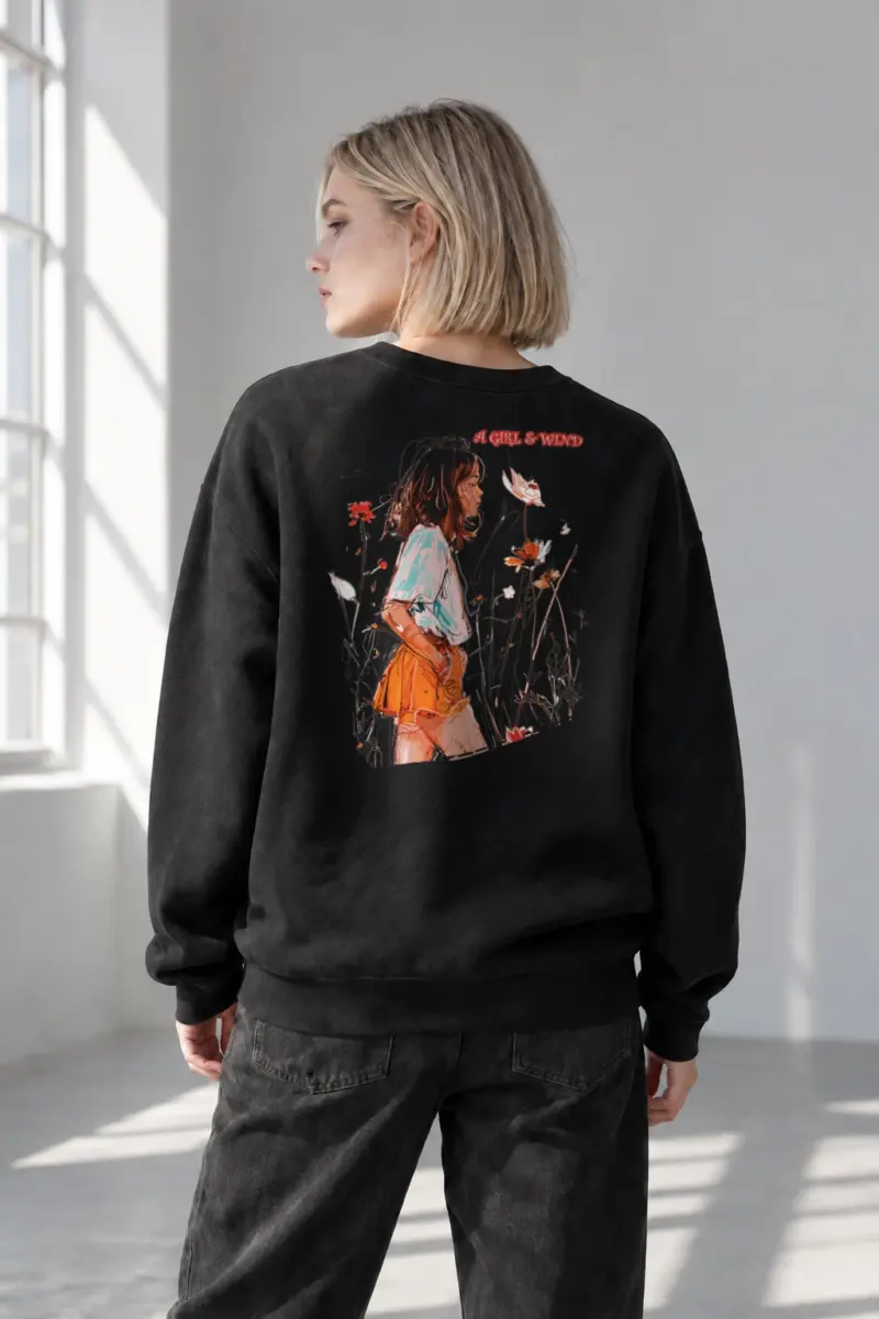"A Girl & Wind" Heavy Blend Unisex Crewneck Sweatshirt | Gildan 18000