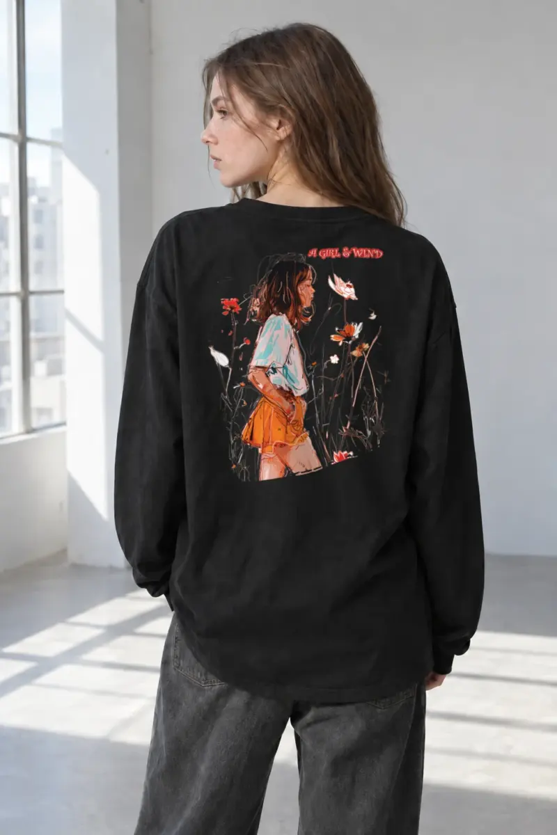 "A Girl & Wind" Unisex Longsleeve T-shirt | Gildan 2400