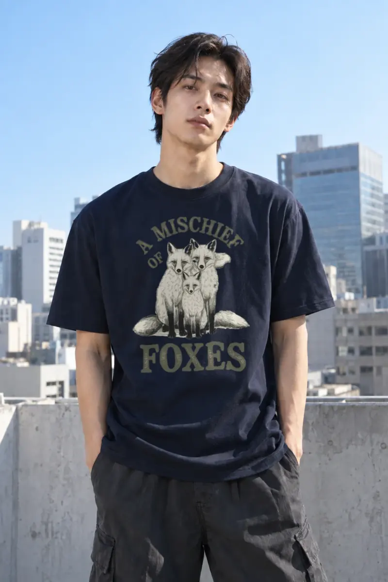 "A Mischief Of Foxes" Heavyweight Unisex Crewneck T-shirt | Gildan 5000
