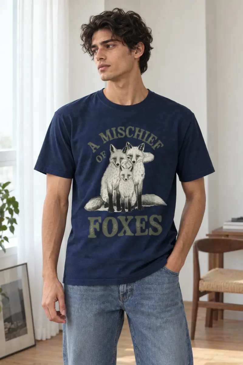 "A Mischief Of Foxes" Heavyweight Unisex Crewneck T-shirt | Gildan 5000