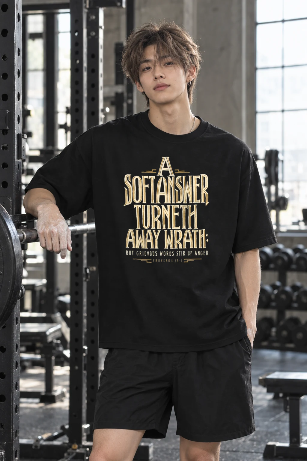 "A Soft Answer Turneth Away Wrath" Men's Oversized Heavyweight Crewneck T-Shirt