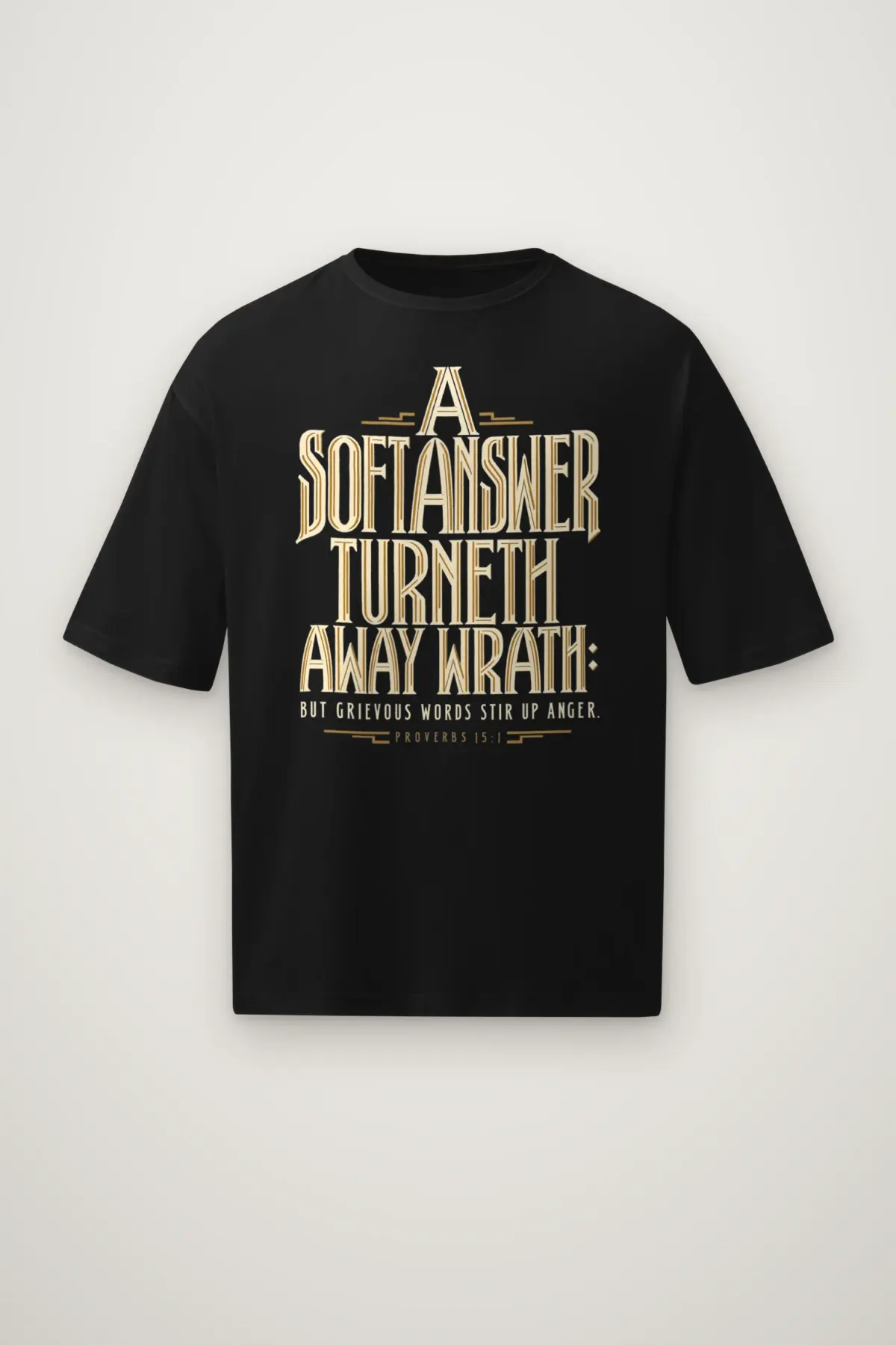 "A Soft Answer Turneth Away Wrath" Men's Oversized Heavyweight Crewneck T-Shirt