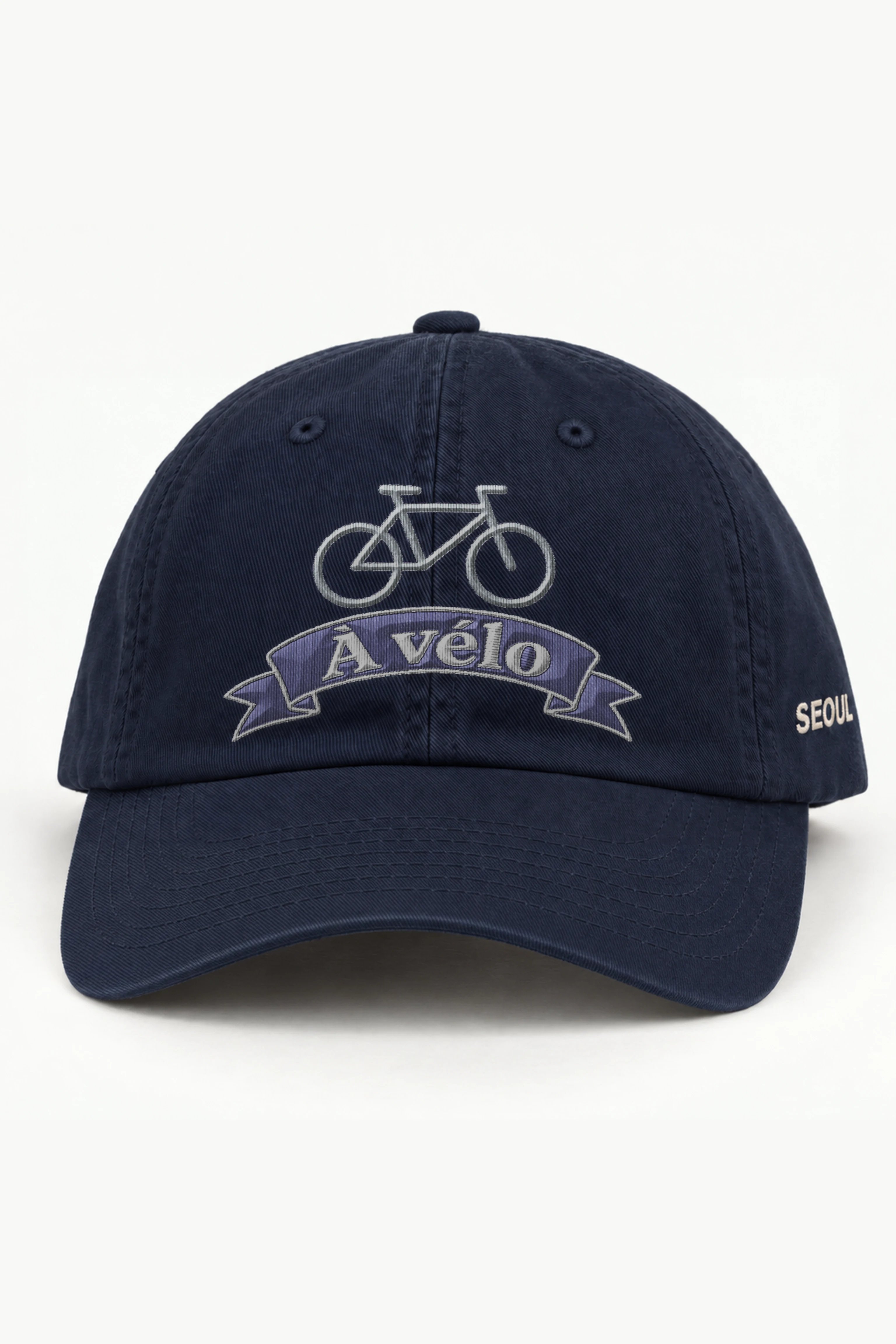 "À Vélo Bicycle" Classic Dad Hat · Embroidered — navy/cap-front