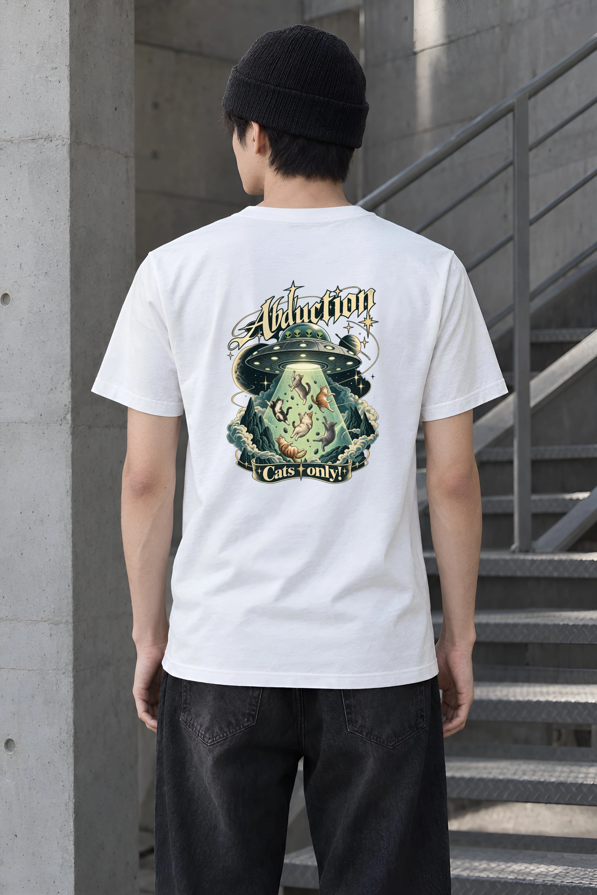 "Abduction Cats" Heavyweight Unisex Crewneck T-shirt
