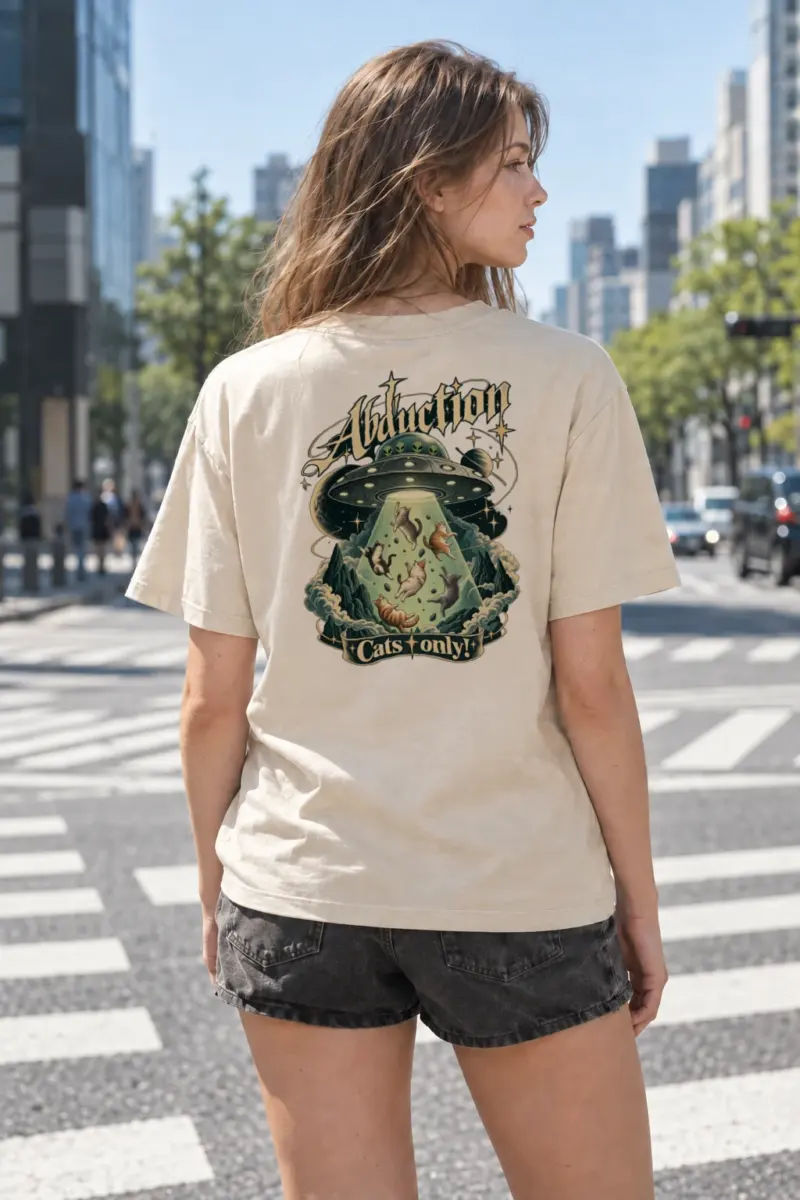 "Abduction Cats" Heavyweight Unisex Crewneck T-shirt | Gildan 5000