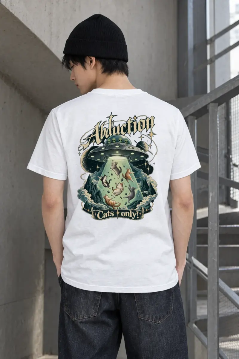 "Abduction Cats" Heavyweight Unisex Crewneck T-shirt | Gildan 5000