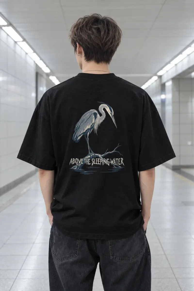 "Above The Sleeping Water" Men's Oversized Heavyweight Crewneck T-Shirt