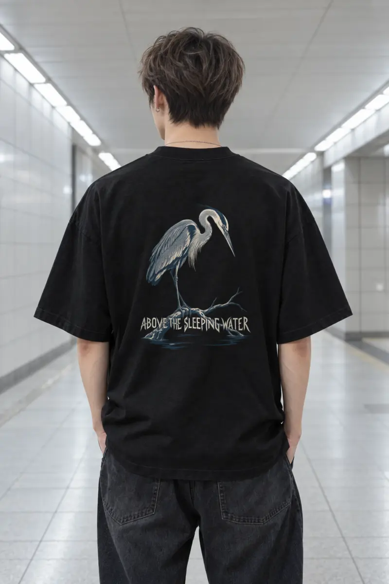"Above The Sleeping Water" Men's Oversized Heavyweight Crewneck T-Shirt