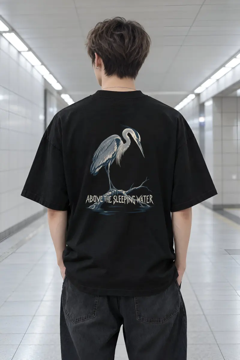 "Above The Sleeping Water" Men's Oversized Heavyweight Crewneck T-Shirt
