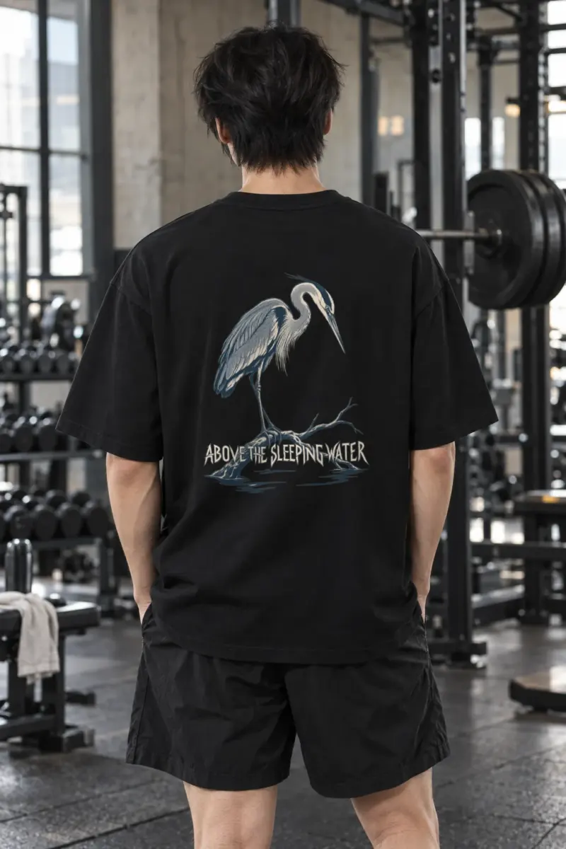 “Above The Sleeping Water” Men’s Oversized Heavyweight Crewneck T-Shirt