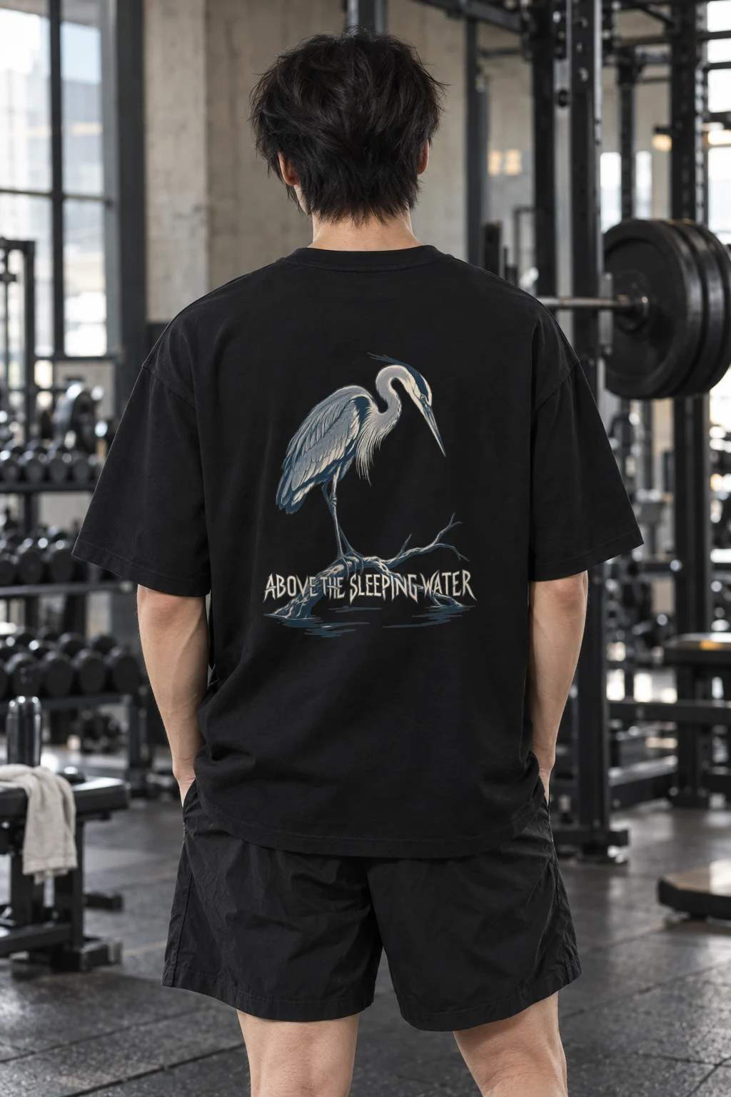 "Above The Sleeping Water" Men's Oversized Heavyweight Crewneck T-Shirt