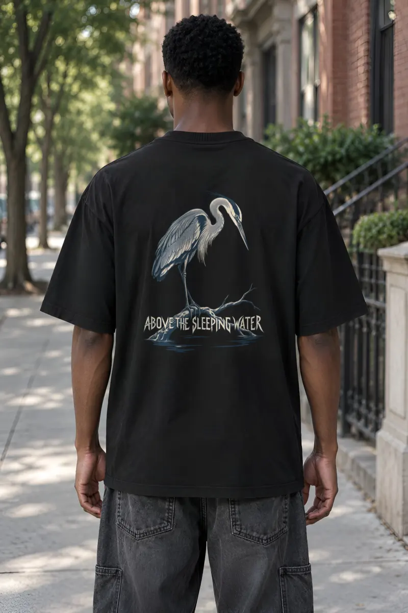 "Above The Sleeping Water" Unisex Oversized Heavyweight Crewneck T-Shirt