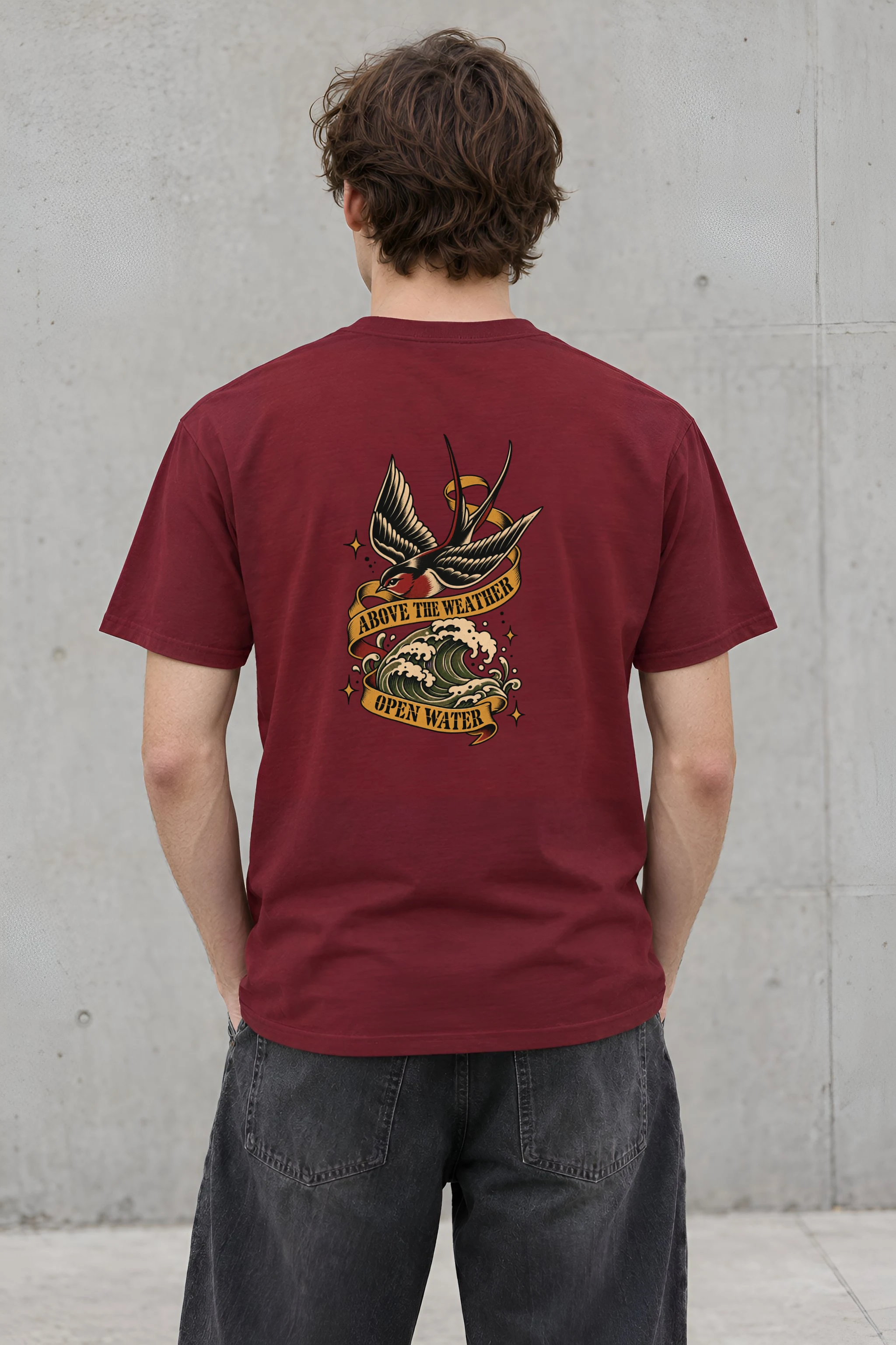 "Above the Weather Open Water" Heavyweight Unisex Crewneck T-shirt