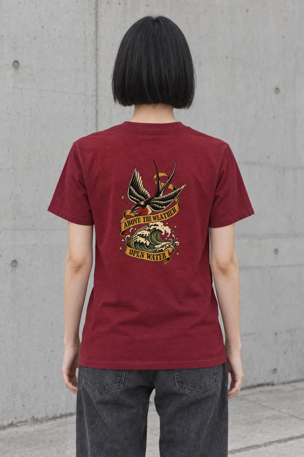 "Above the Weather Open Water" Heavyweight Unisex Crewneck T-shirt