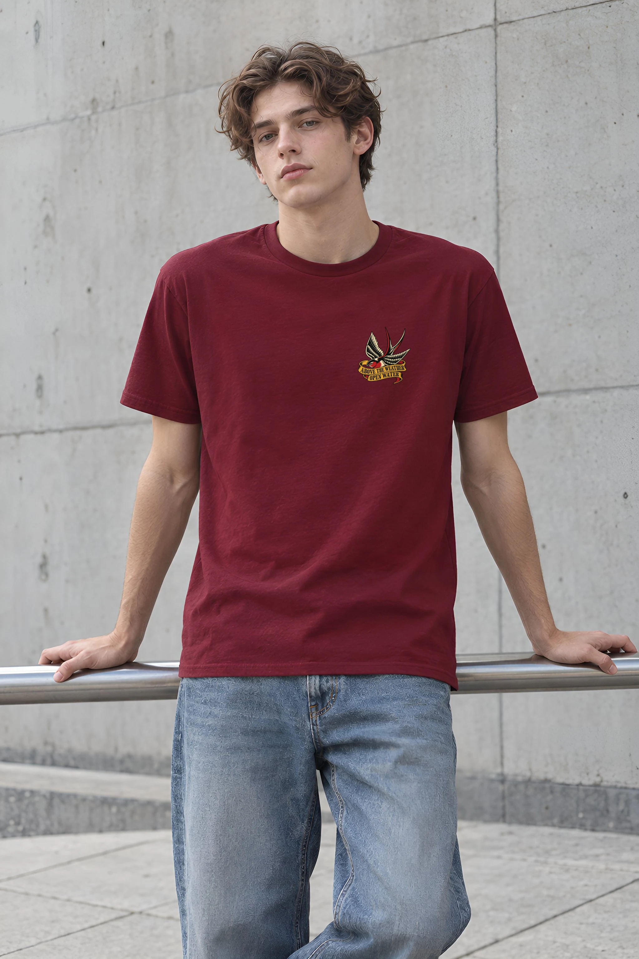 "Above the Weather Open Water" Heavyweight Unisex Crewneck T-shirt