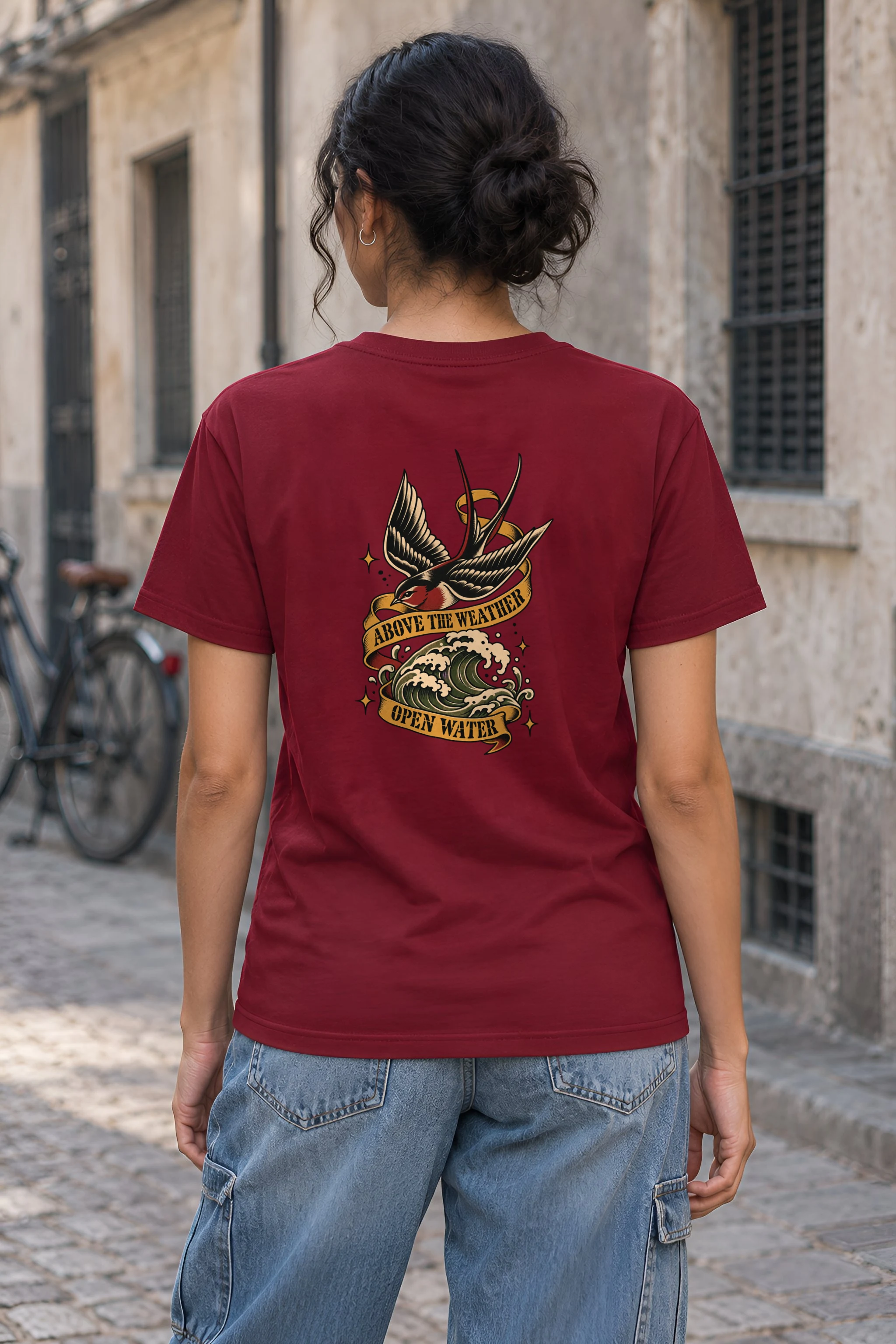 "Above the Weather Open Water" Heavyweight Unisex Crewneck T-shirt