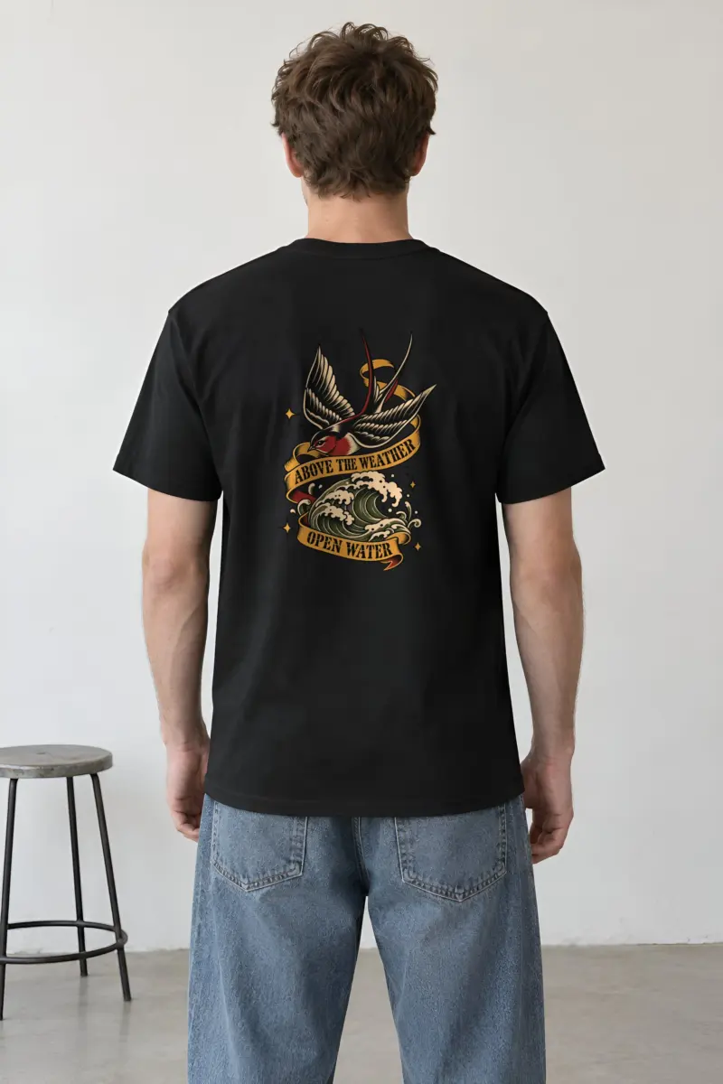 "Above the Weather Open Water" Heavyweight Unisex Crewneck T-shirt