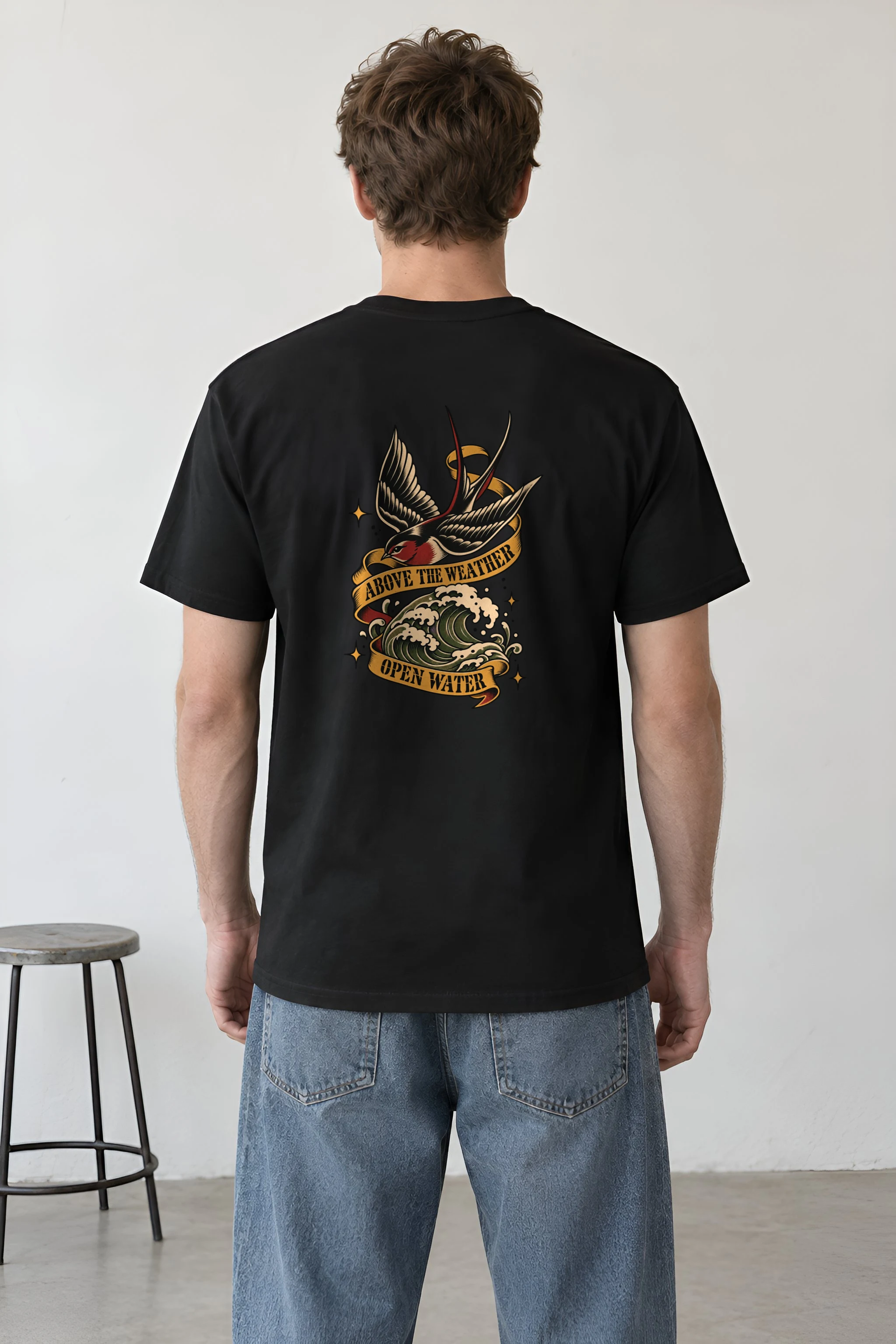 "Above the Weather Open Water" Heavyweight Unisex Crewneck T-shirt