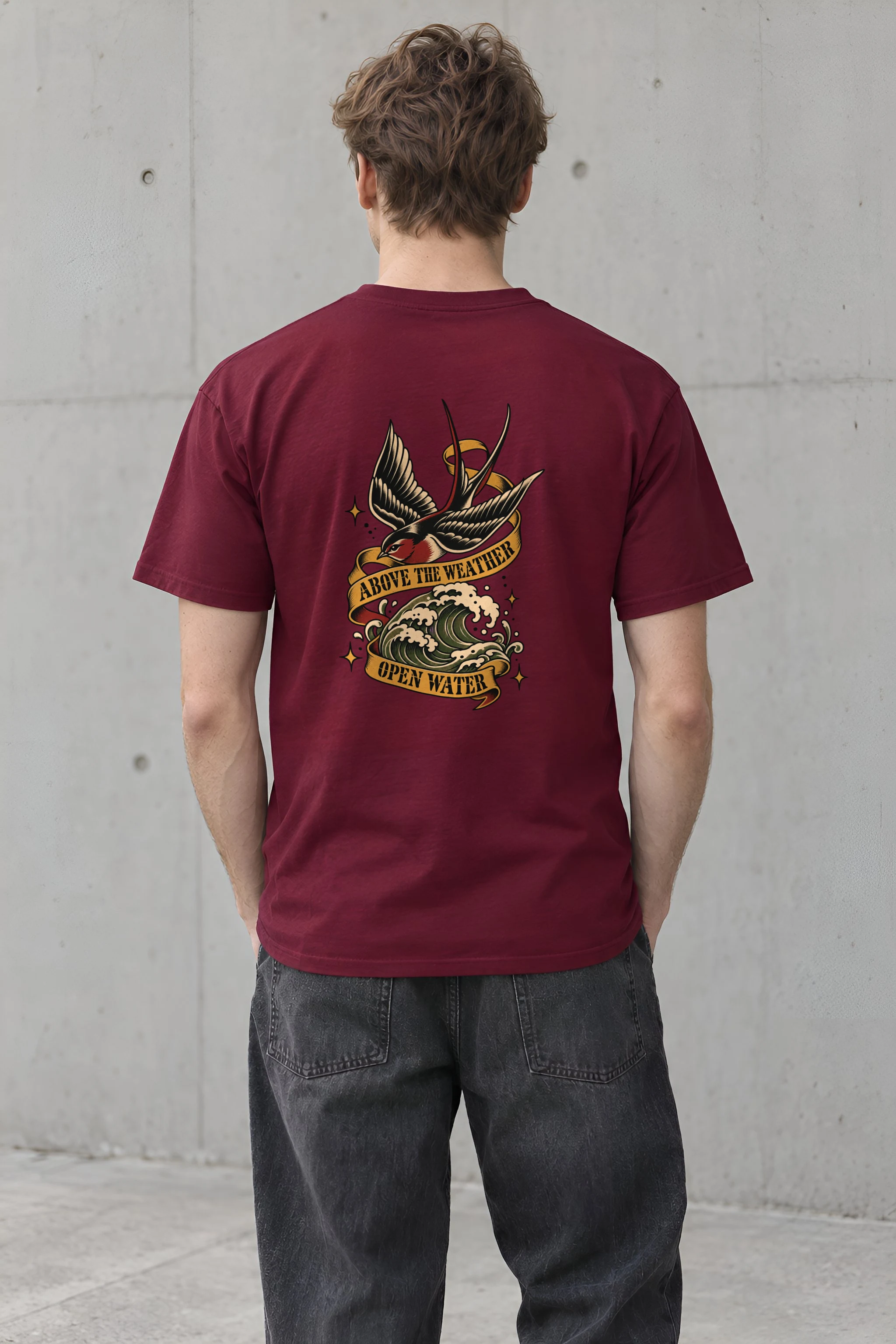 "Above the Weather Open Water" Heavyweight Unisex Crewneck T-shirt
