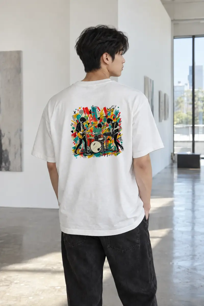 "Abstract Band Jam" Heavyweight Unisex Crewneck T-shirt | Gildan 5000