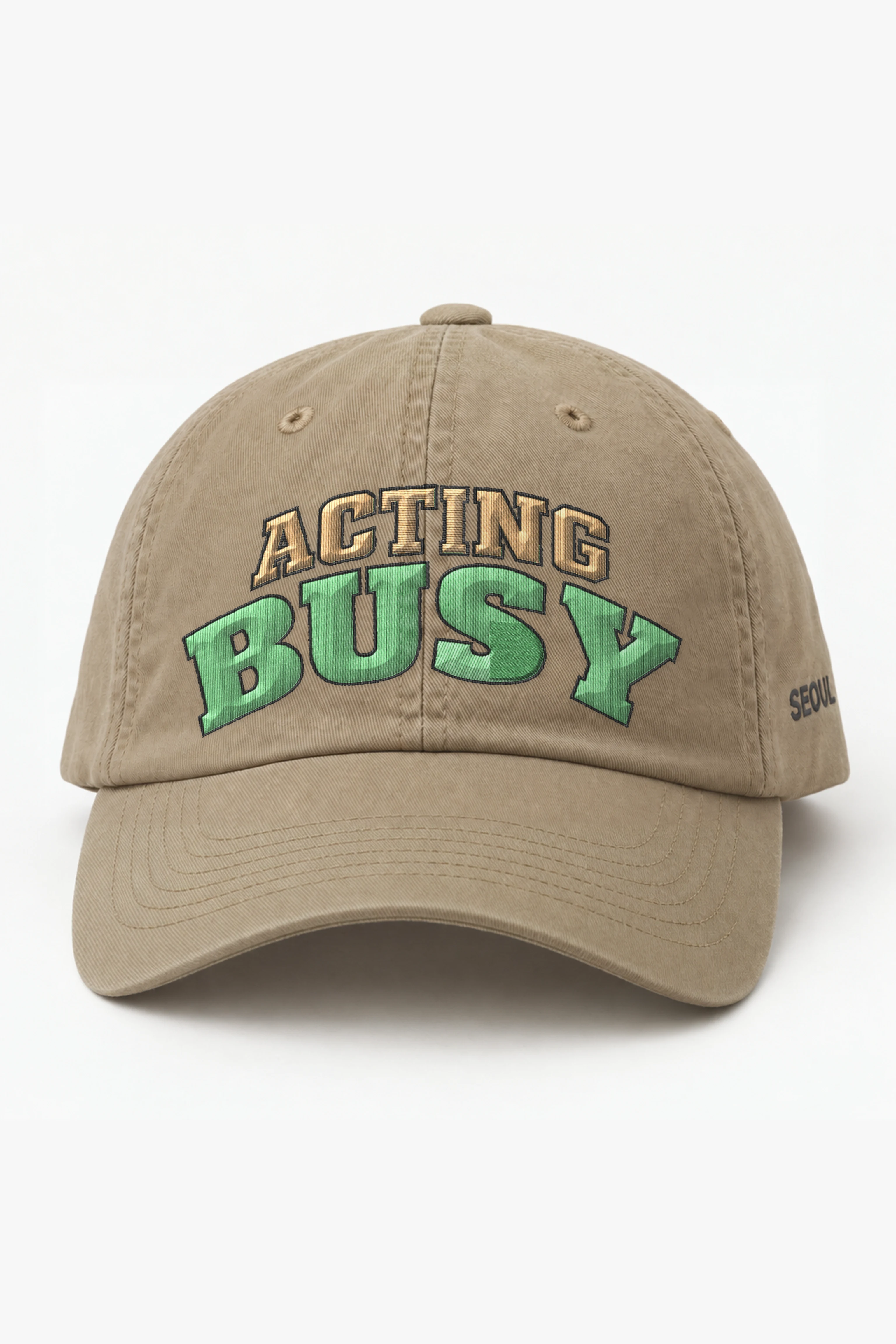 "Acting Busy" Classic Dad Hat · Embroidered — khaki/cap-front