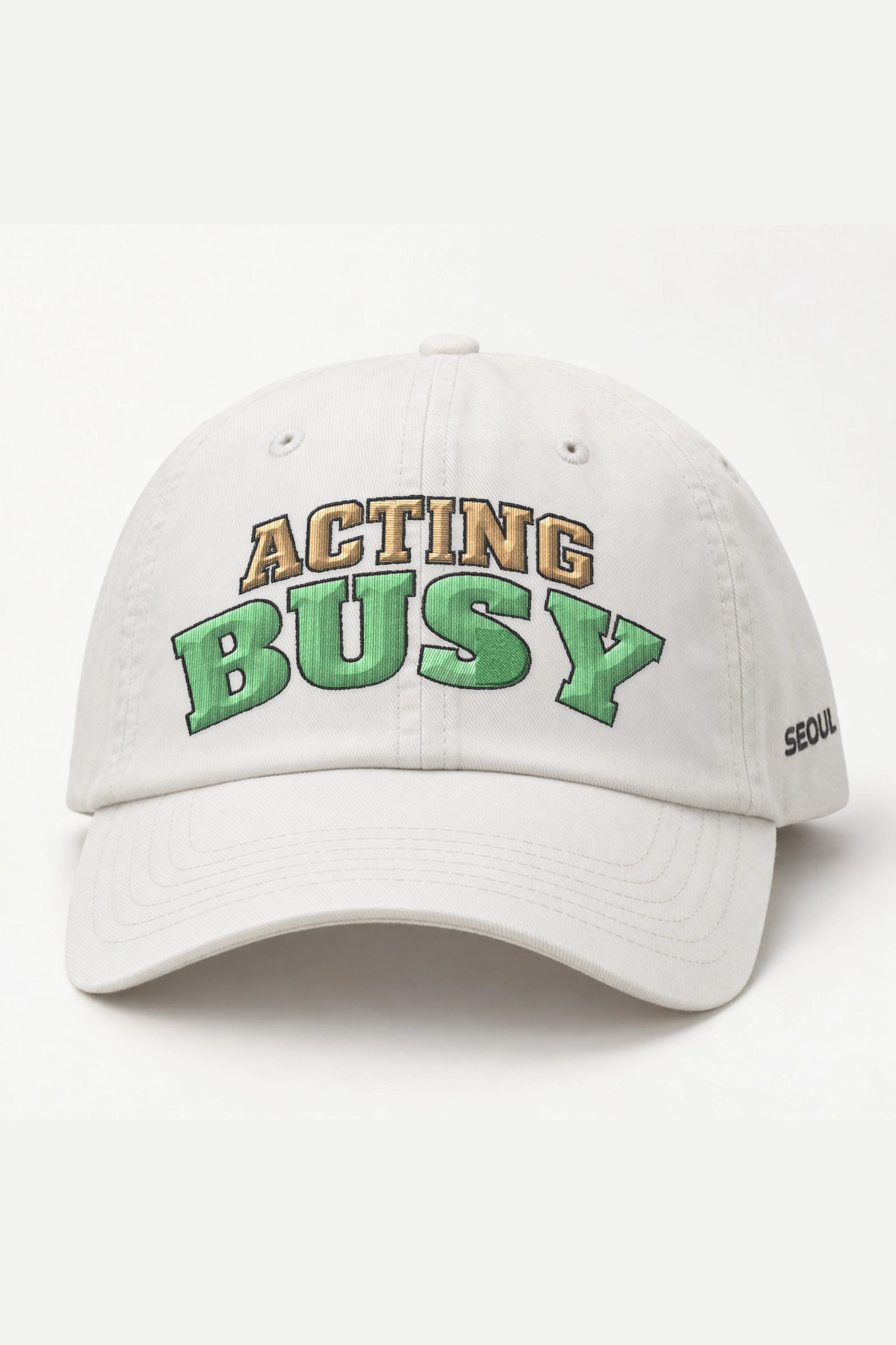 "Acting Busy" Classic Dad Hat · Embroidered — white/cap-front
