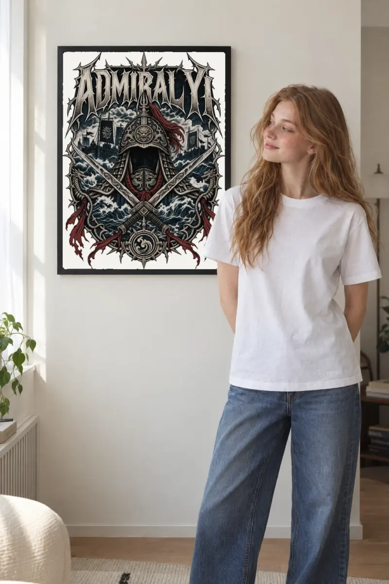 "Admiral Yi Metal Crest" Premium Wooden Framed Poster