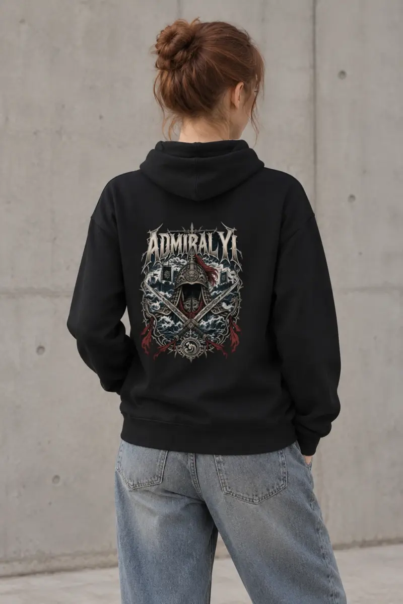 "Metal Crest · Admiral Yi Sun-sin 이순신" Heavy Blend Unisex Pullover Hoodie