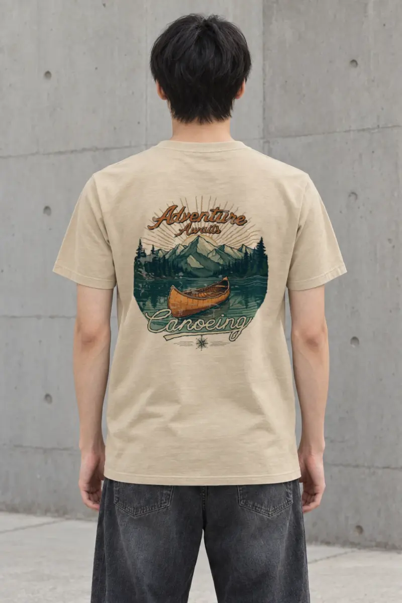 "Adventure Awaits Canoeing" Heavyweight Unisex Crewneck T-shirt