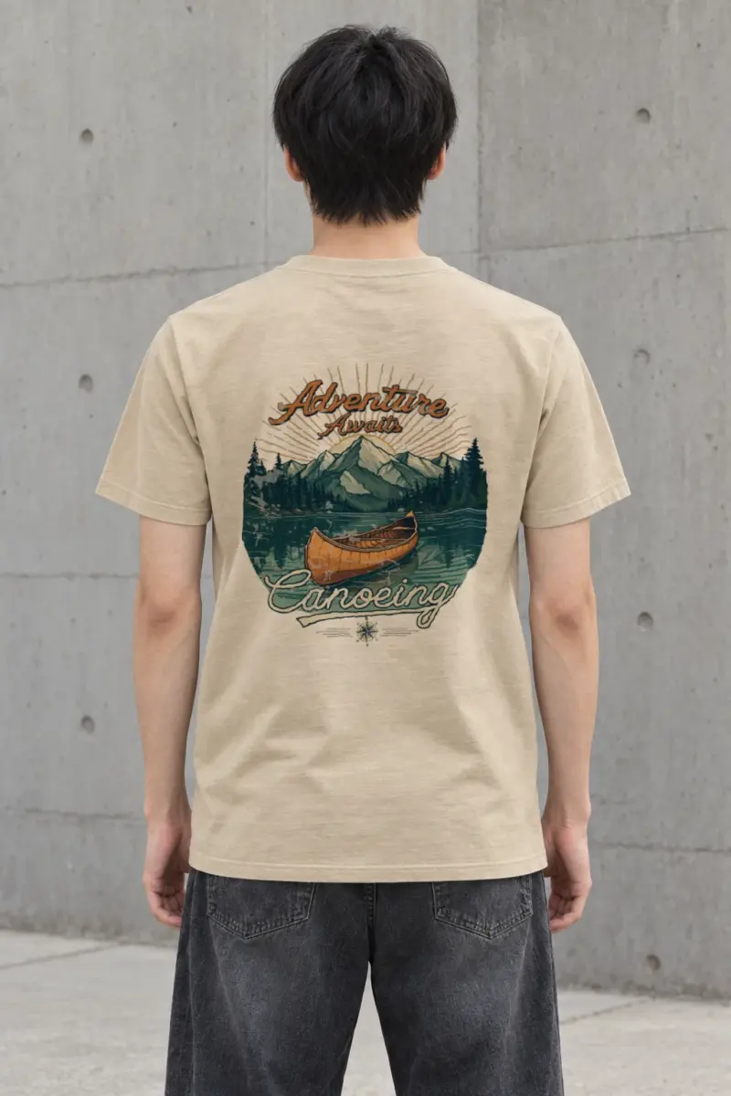 "Adventure Awaits Canoeing" Heavyweight Unisex Crewneck T-shirt