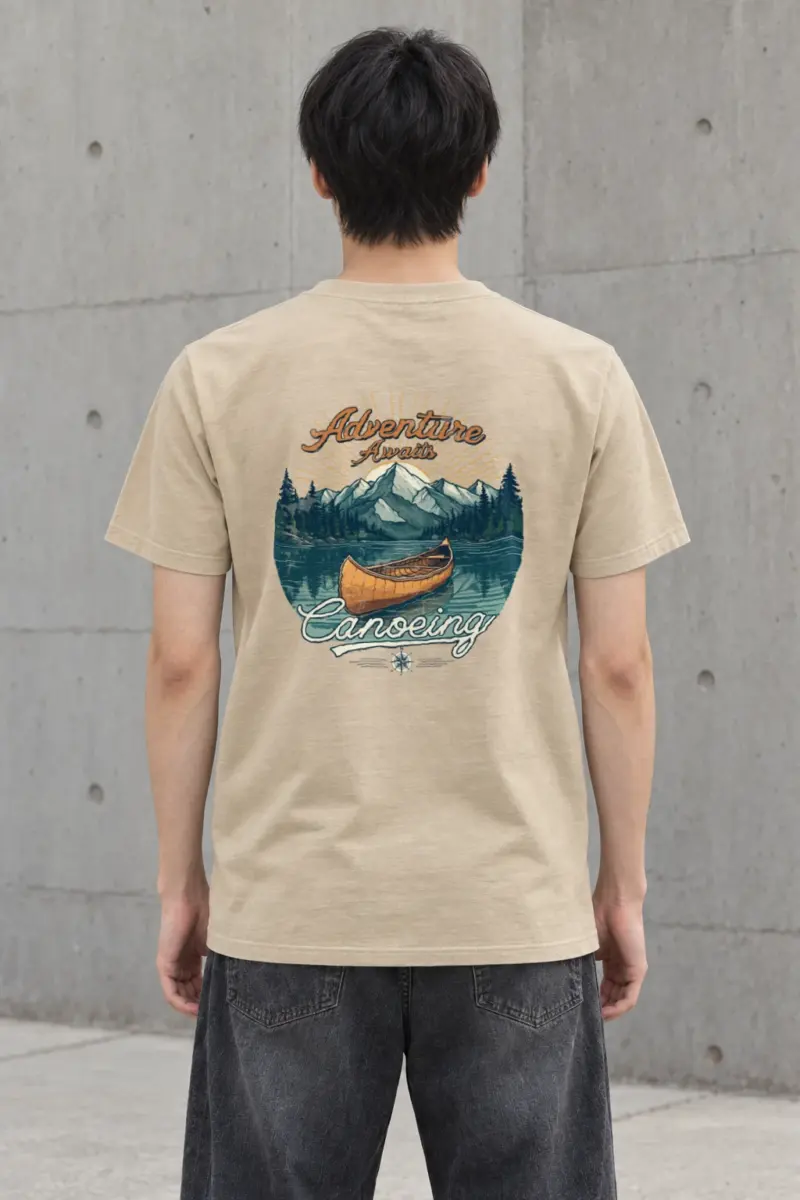 "Adventure Awaits Canoeing" Heavyweight Unisex Crewneck T-shirt