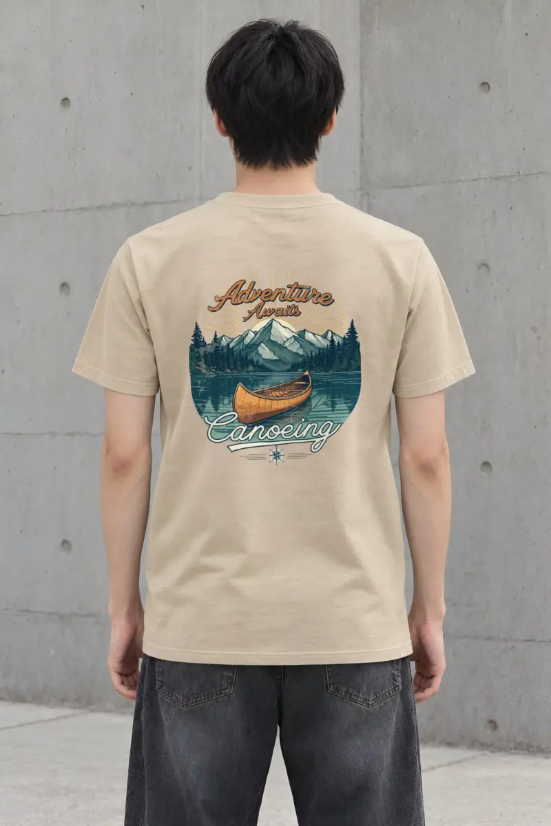 "Adventure Awaits Canoeing" Heavyweight Unisex Crewneck T-shirt