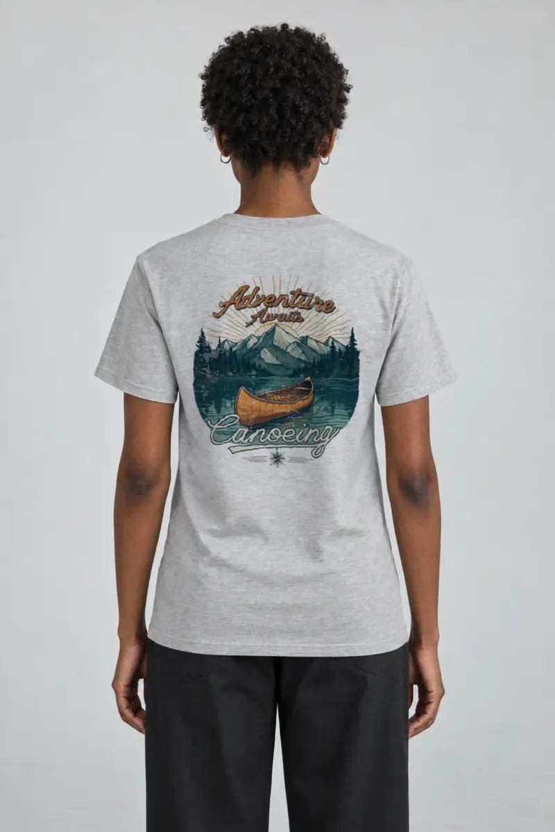 "Adventure Awaits Canoeing" Heavyweight Unisex Crewneck T-shirt | Gildan 5000