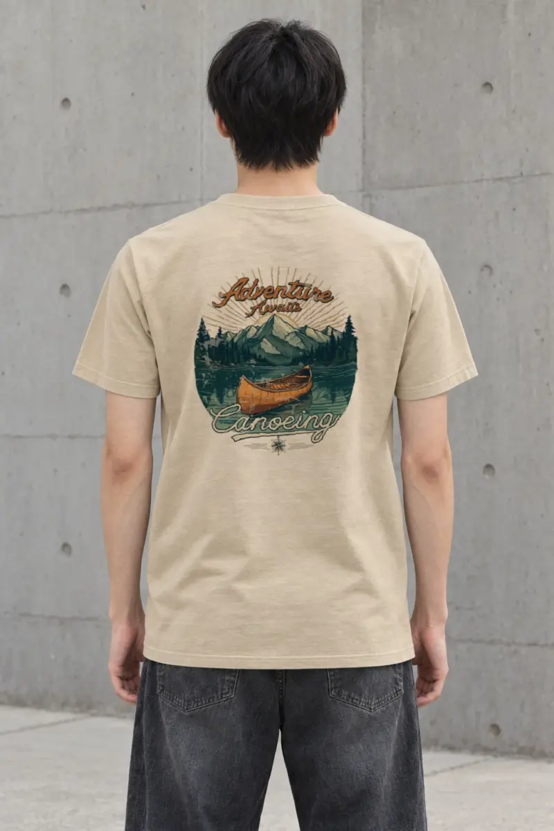 "Adventure Awaits Canoeing" Heavyweight Unisex Crewneck T-shirt