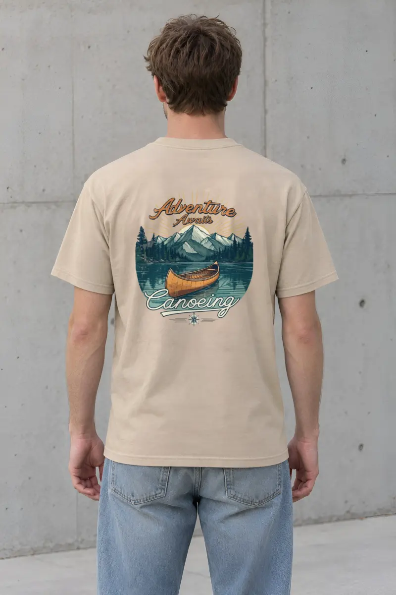 "Adventure Awaits Canoeing" Heavyweight Unisex Crewneck T-shirt