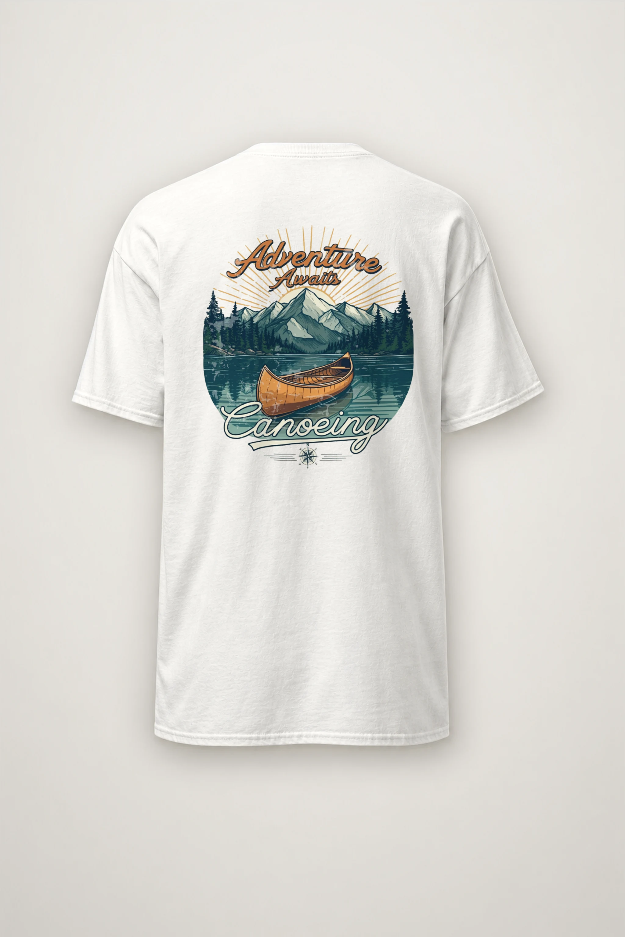 "Adventure Awaits Canoeing" Heavyweight Unisex Crewneck T-shirt