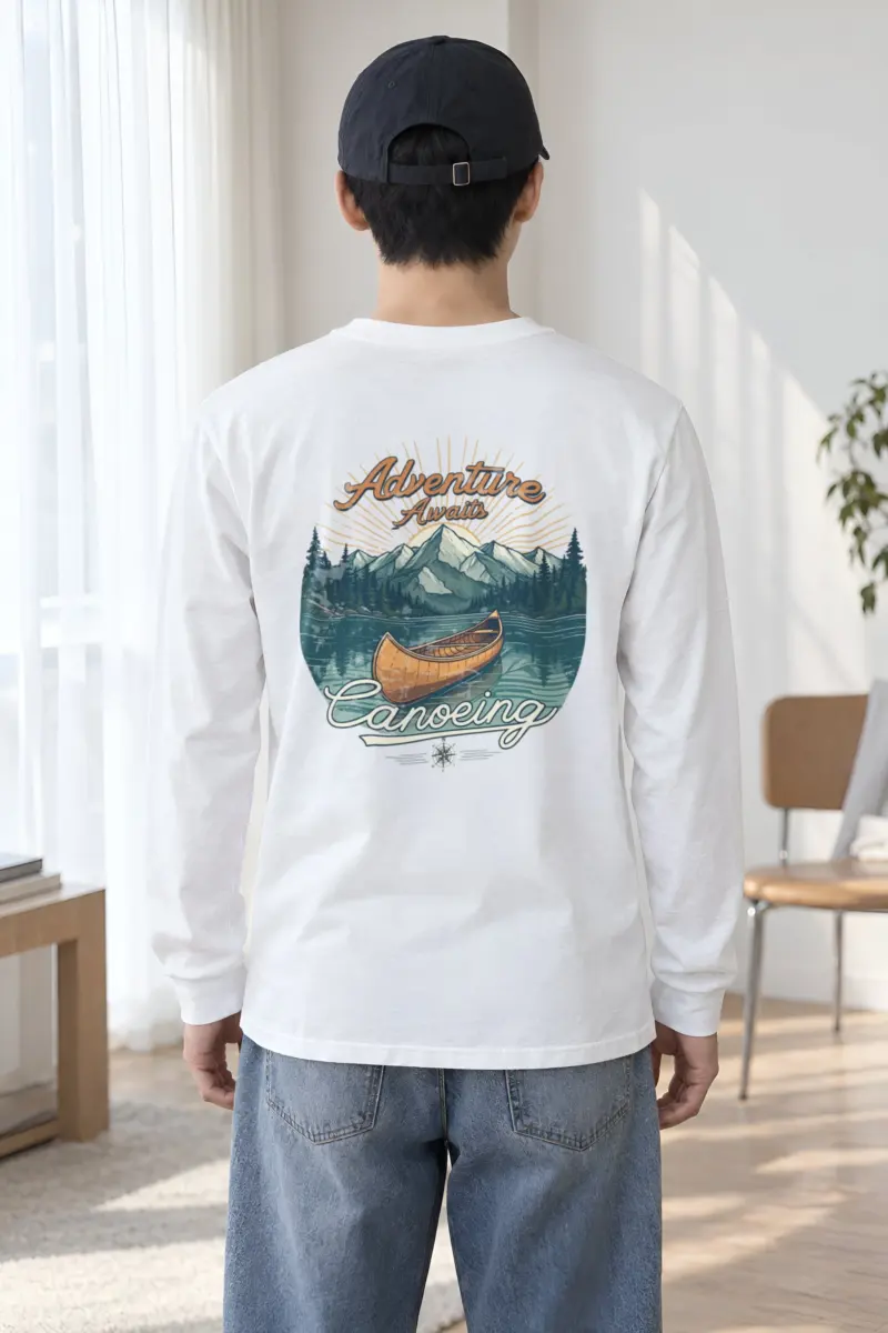 "Adventure Awaits Canoeing" Unisex Longsleeve T-shirt