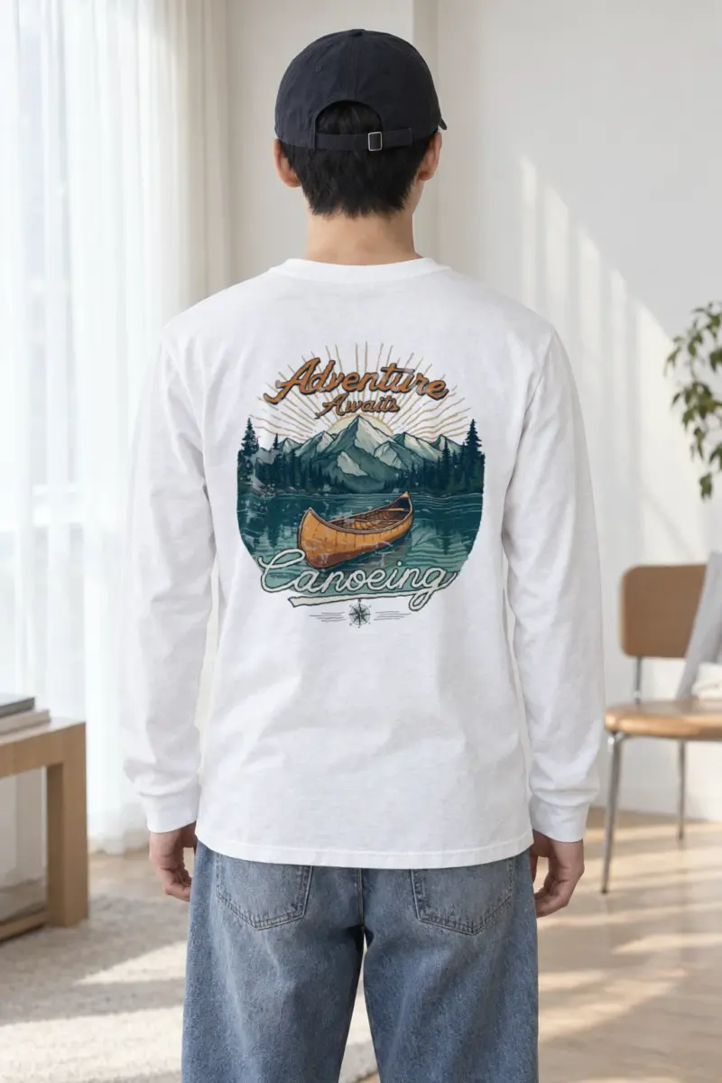 "Adventure Awaits Canoeing" Unisex Longsleeve T-shirt